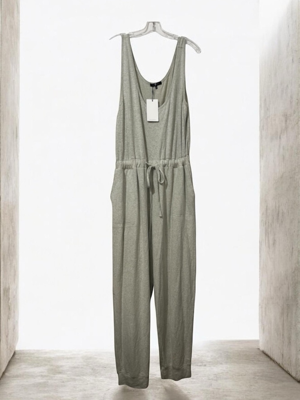 7 For All Mankind Sleeveless Drawstring Jumpsuit in Olive size L
